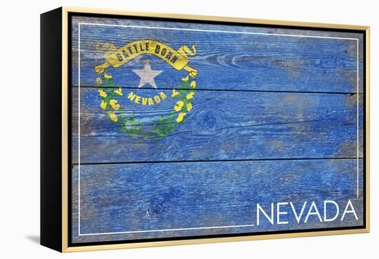 Nevada State Flag - Barnwood Painting-Lantern Press-Framed Stretched Canvas