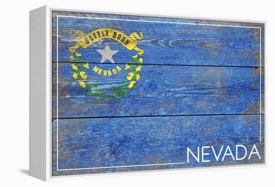 Nevada State Flag - Barnwood Painting-Lantern Press-Framed Stretched Canvas