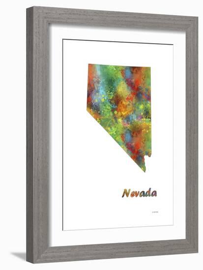 Nevada State Map 1-Marlene Watson-Framed Giclee Print