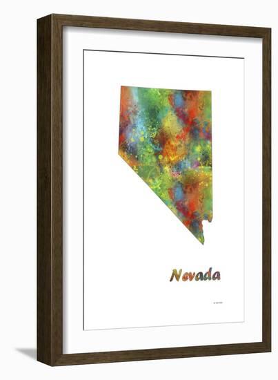 Nevada State Map 1-Marlene Watson-Framed Giclee Print