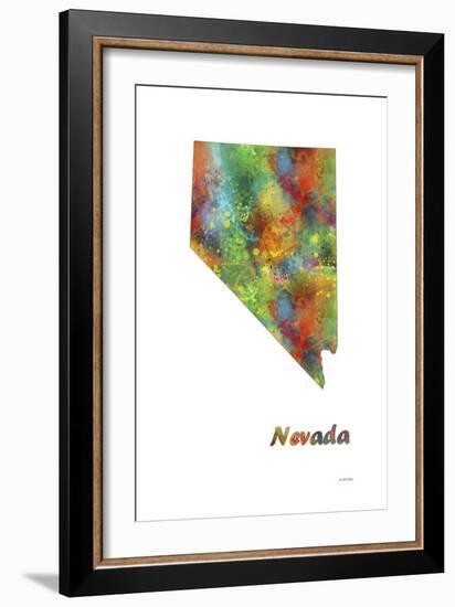 Nevada State Map 1-Marlene Watson-Framed Giclee Print