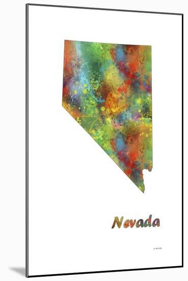 Nevada State Map 1-Marlene Watson-Mounted Giclee Print