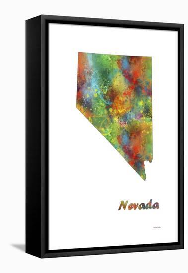 Nevada State Map 1-Marlene Watson-Framed Premier Image Canvas