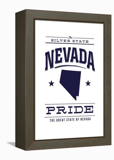 Nevada State Pride - Blue on White-Lantern Press-Framed Stretched Canvas