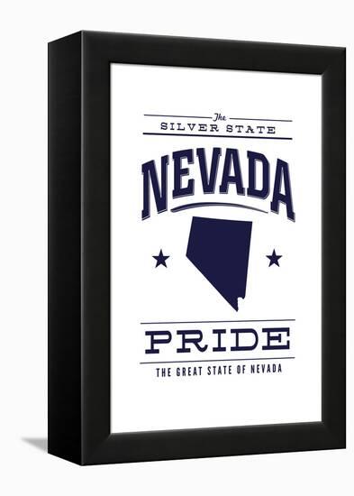 Nevada State Pride - Blue on White-Lantern Press-Framed Stretched Canvas