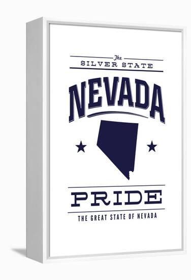 Nevada State Pride - Blue on White-Lantern Press-Framed Stretched Canvas