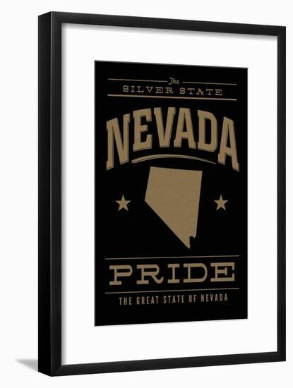 Nevada State Pride - Gold on Black-Lantern Press-Framed Art Print