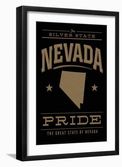 Nevada State Pride - Gold on Black-Lantern Press-Framed Art Print