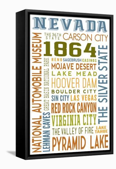 Nevada - Typography-Lantern Press-Framed Stretched Canvas
