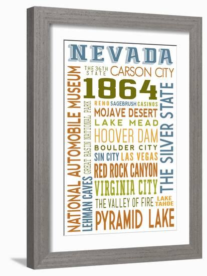 Nevada - Typography-Lantern Press-Framed Art Print