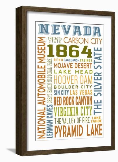 Nevada - Typography-Lantern Press-Framed Art Print