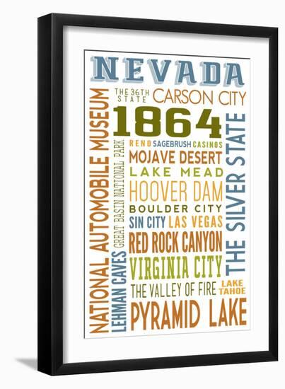 Nevada - Typography-Lantern Press-Framed Art Print