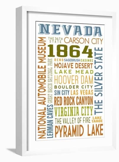 Nevada - Typography-Lantern Press-Framed Art Print