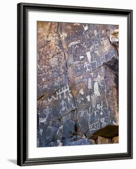 Nevada. Usa. Petroglyphs on Limestone. Arrow Canyon, Mojave Desert-Scott T. Smith-Framed Photographic Print