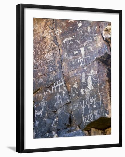 Nevada. Usa. Petroglyphs on Limestone. Arrow Canyon, Mojave Desert-Scott T. Smith-Framed Photographic Print