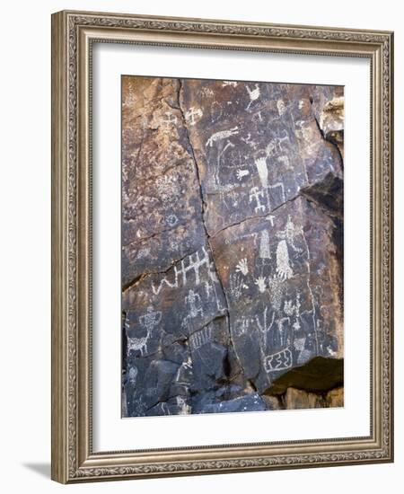 Nevada. Usa. Petroglyphs on Limestone. Arrow Canyon, Mojave Desert-Scott T. Smith-Framed Photographic Print