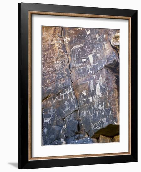 Nevada. Usa. Petroglyphs on Limestone. Arrow Canyon, Mojave Desert-Scott T. Smith-Framed Photographic Print