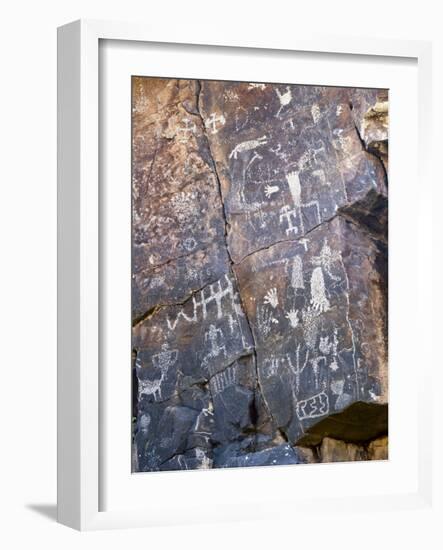 Nevada. Usa. Petroglyphs on Limestone. Arrow Canyon, Mojave Desert-Scott T. Smith-Framed Photographic Print