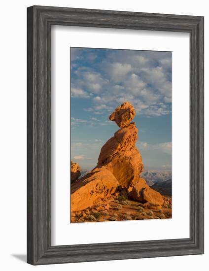 Nevada, Valley of Fire State Park. Sunset on Balancing Rock with Clouds in the Background-Judith Zimmerman-Framed Photographic Print