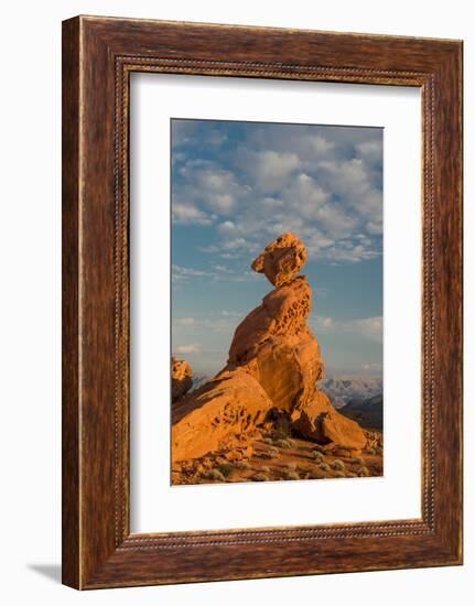 Nevada, Valley of Fire State Park. Sunset on Balancing Rock with Clouds in the Background-Judith Zimmerman-Framed Photographic Print