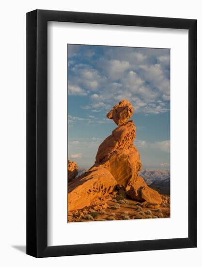 Nevada, Valley of Fire State Park. Sunset on Balancing Rock with Clouds in the Background-Judith Zimmerman-Framed Photographic Print