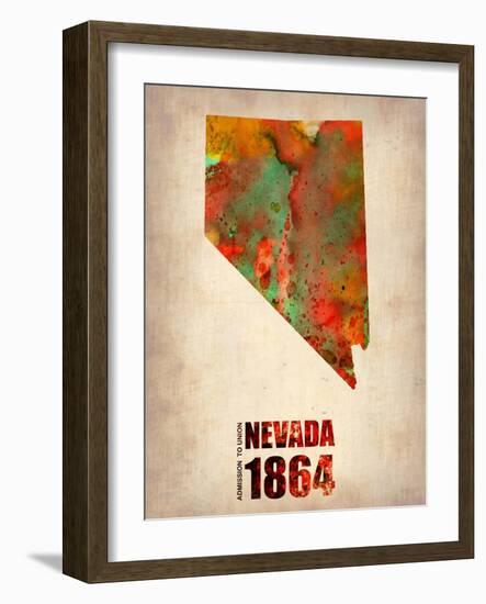 Nevada Watercolor Map-NaxArt-Framed Art Print