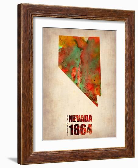 Nevada Watercolor Map-NaxArt-Framed Art Print