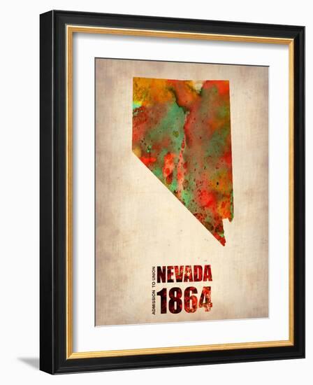 Nevada Watercolor Map-NaxArt-Framed Art Print