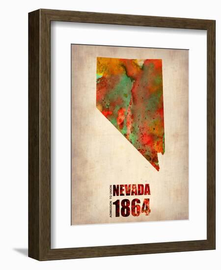 Nevada Watercolor Map-NaxArt-Framed Art Print