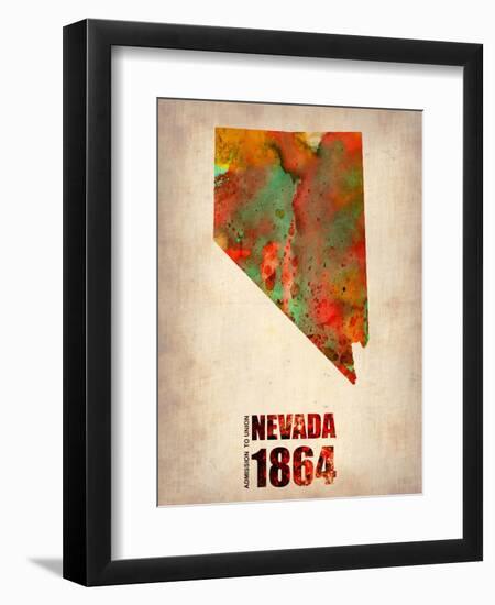 Nevada Watercolor Map-NaxArt-Framed Art Print