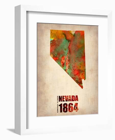 Nevada Watercolor Map-NaxArt-Framed Art Print