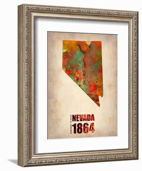 Nevada Watercolor Map-NaxArt-Framed Art Print