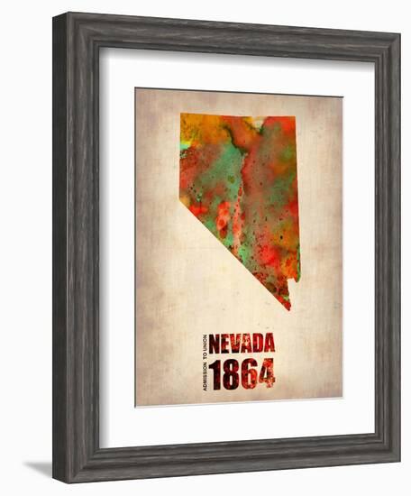 Nevada Watercolor Map-NaxArt-Framed Art Print