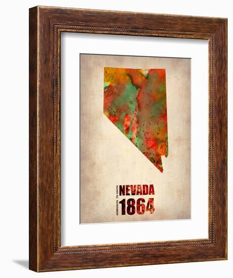 Nevada Watercolor Map-NaxArt-Framed Art Print