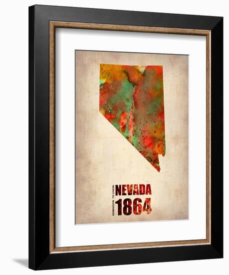 Nevada Watercolor Map-NaxArt-Framed Art Print