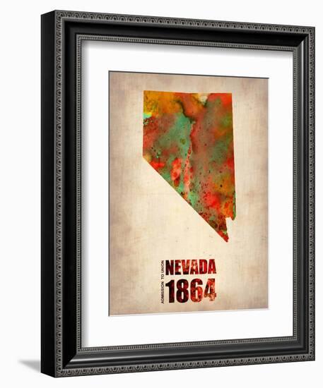 Nevada Watercolor Map-NaxArt-Framed Art Print