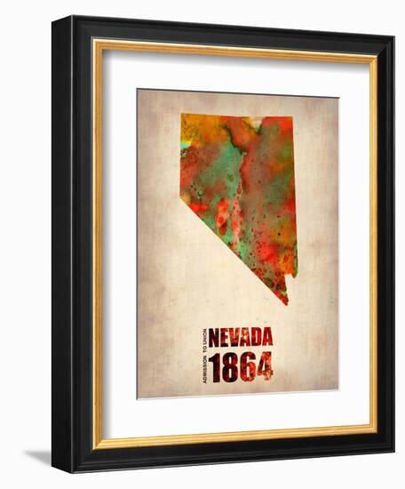 Nevada Watercolor Map-NaxArt-Framed Art Print