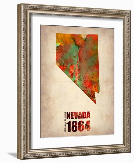 Nevada Watercolor Map-NaxArt-Framed Art Print