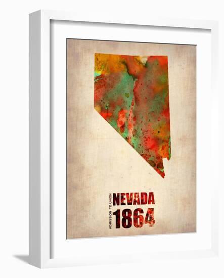 Nevada Watercolor Map-NaxArt-Framed Art Print