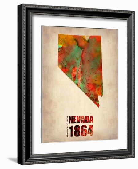 Nevada Watercolor Map-NaxArt-Framed Art Print