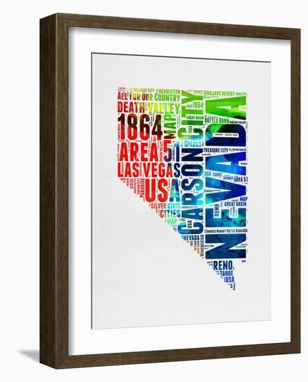 Nevada Watercolor Word Cloud-NaxArt-Framed Art Print