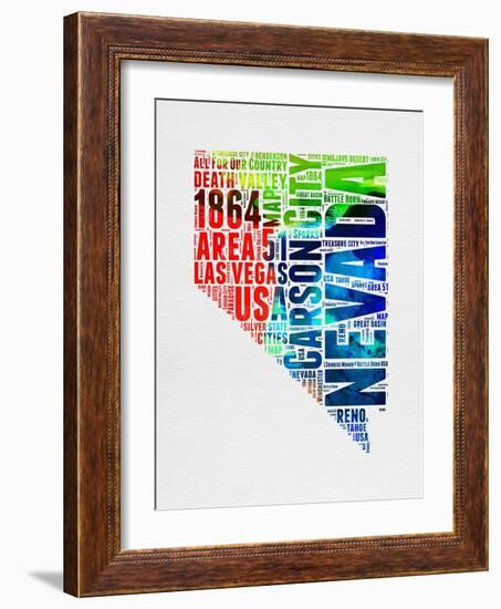 Nevada Watercolor Word Cloud-NaxArt-Framed Art Print