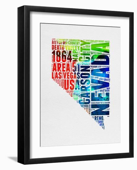 Nevada Watercolor Word Cloud-NaxArt-Framed Art Print