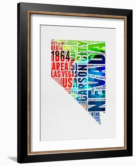 Nevada Watercolor Word Cloud-NaxArt-Framed Art Print