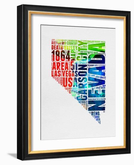 Nevada Watercolor Word Cloud-NaxArt-Framed Art Print