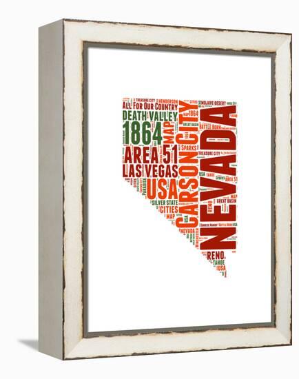 Nevada Word Cloud Map-NaxArt-Framed Stretched Canvas