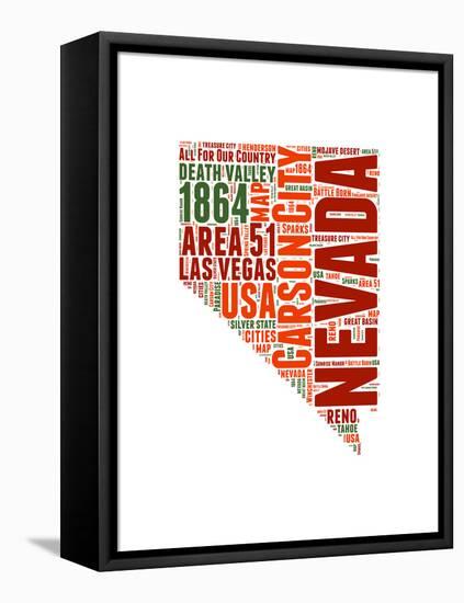 Nevada Word Cloud Map-NaxArt-Framed Stretched Canvas