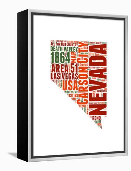 Nevada Word Cloud Map-NaxArt-Framed Stretched Canvas