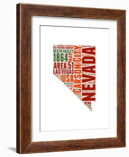 Nevada Word Cloud Map-NaxArt-Framed Art Print