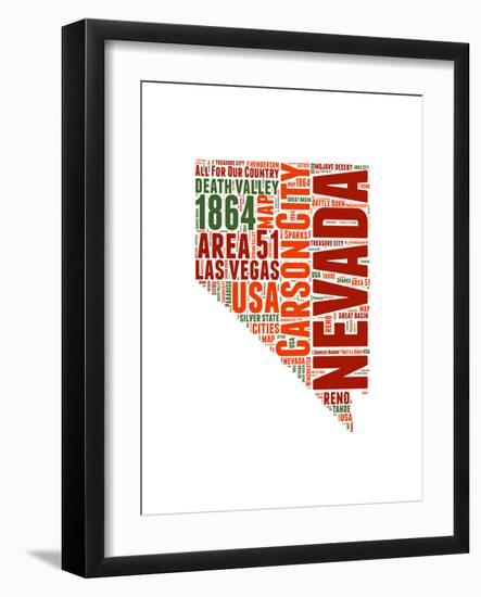 Nevada Word Cloud Map-NaxArt-Framed Art Print